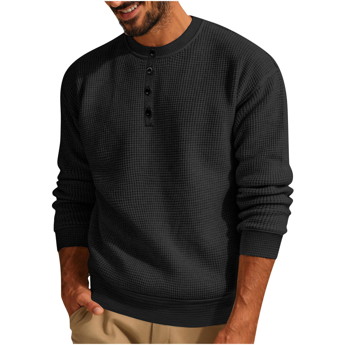 Langermet henley herre