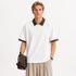 Half-Zip Polo til Herre – Kraftig Modal Polo med Color Block Design – Hvit