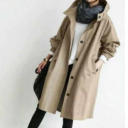 Kvinners jakker dobbeltspent lang trenchcoat