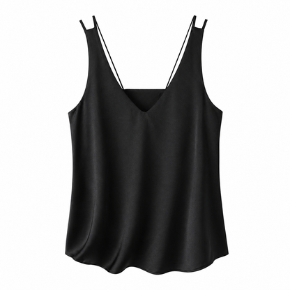 Silke Camisole med Innebygd BH – Satin Singlet med Spagettistropper