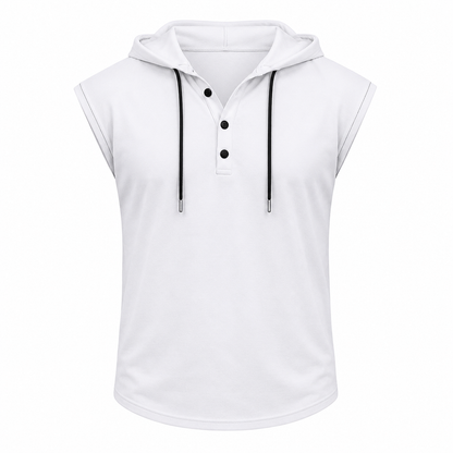 Ermeløs Hettevest til Herre – Sporty Tank Top med Snøring