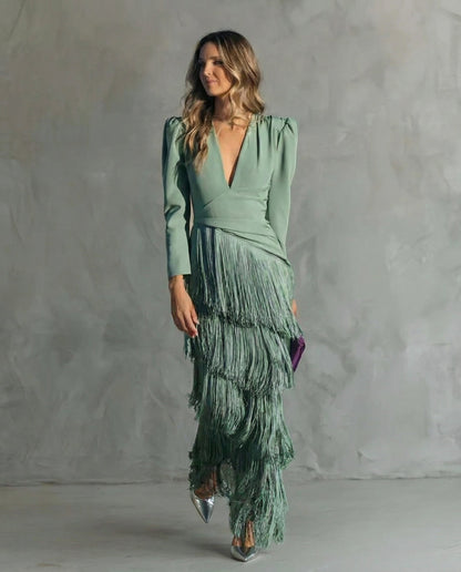 Kristin | Elegant Frynse Maxi Kjole