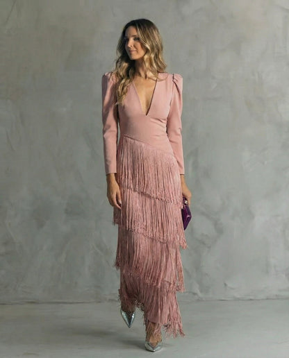 Kristin | Elegant Frynse Maxi Kjole
