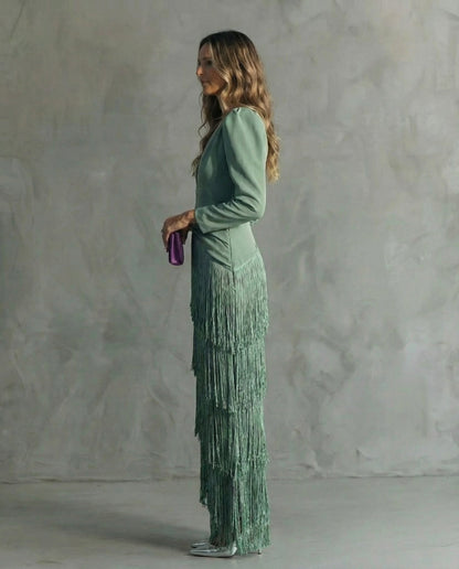 Kristin | Elegant Frynse Maxi Kjole