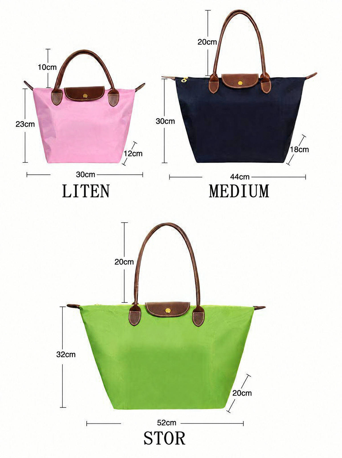 Veske dame i tote bag-stil med solide håndtak – bilde 4