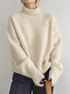 Høyhalset genser dame i beige strikk – bilde 1