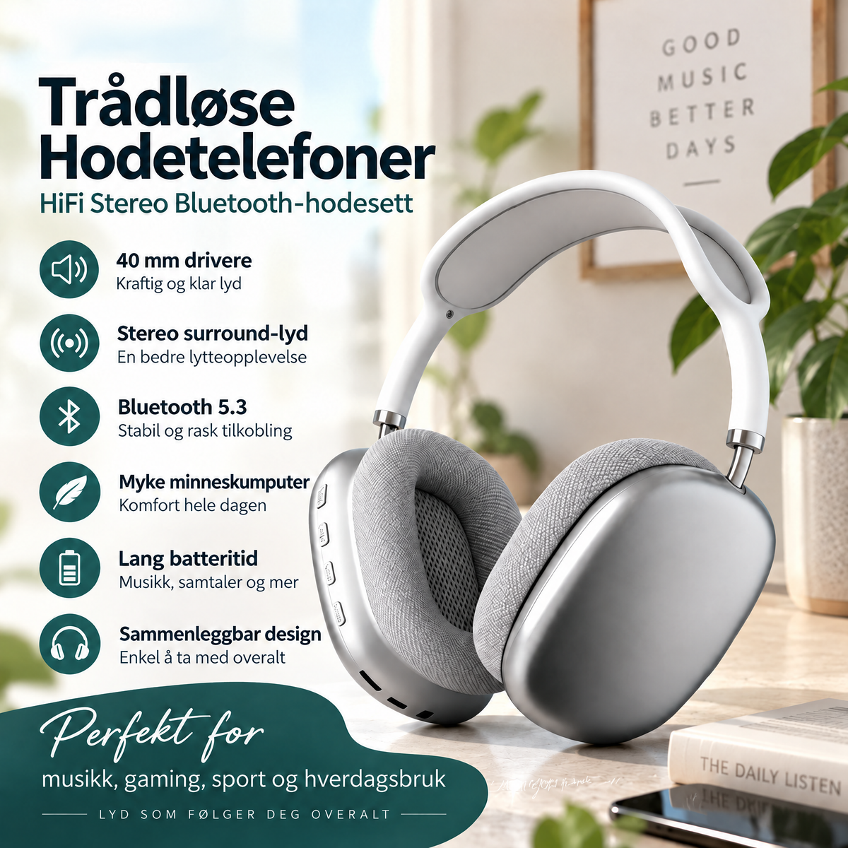 Trådløse hodetelefoner over-ear – bilde 3