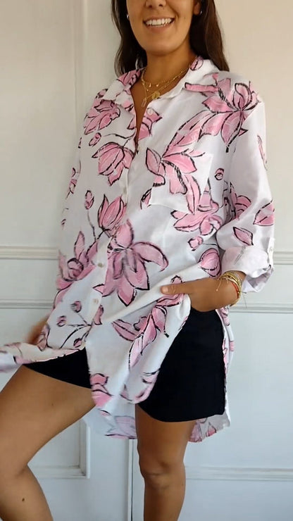 Emma | Elegant skjortekjole med trykk