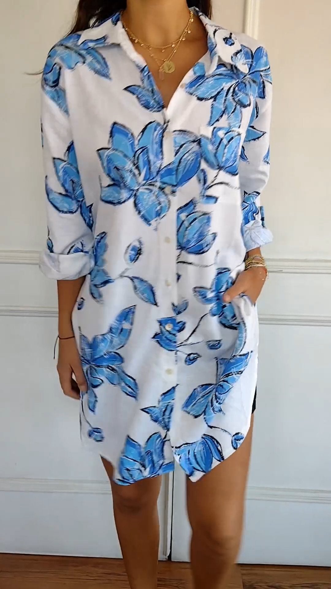 Emma | Elegant skjortekjole med trykk