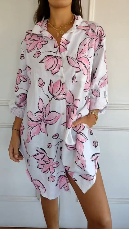 Emma | Elegant skjortekjole med trykk