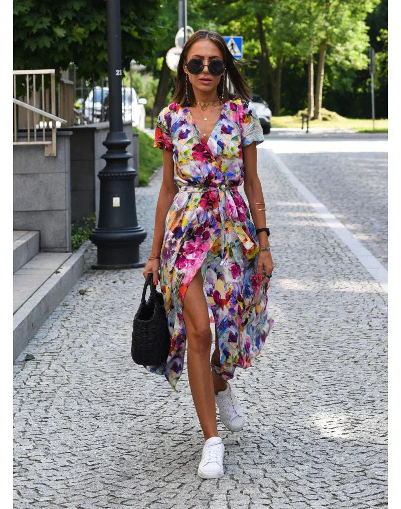 Livia | Fargerik Kjole med Print