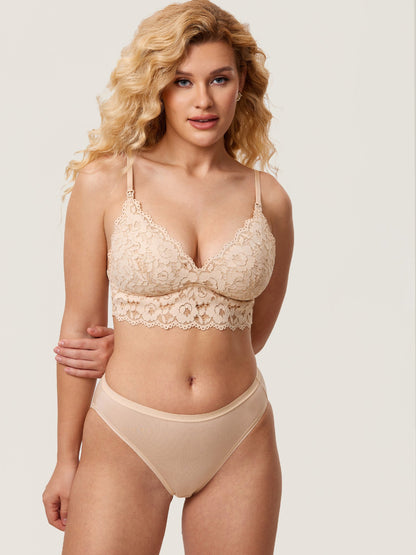 Ammebh i blonde med ekstra dekning – ammebralette med dyp V-hals