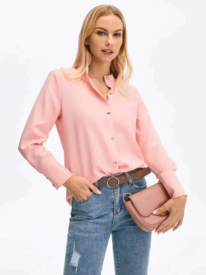 Langærmet bluse med knapper