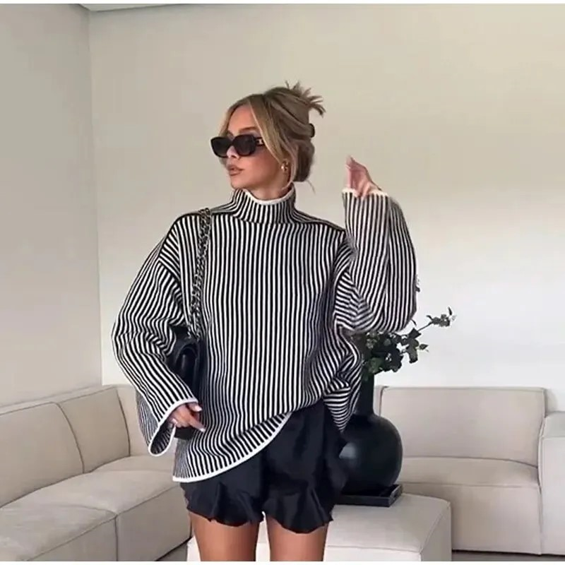 Stripete genser med turtleneck