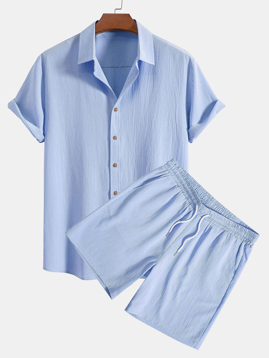 Wrinkled Textured Shirt &amp; Shorts