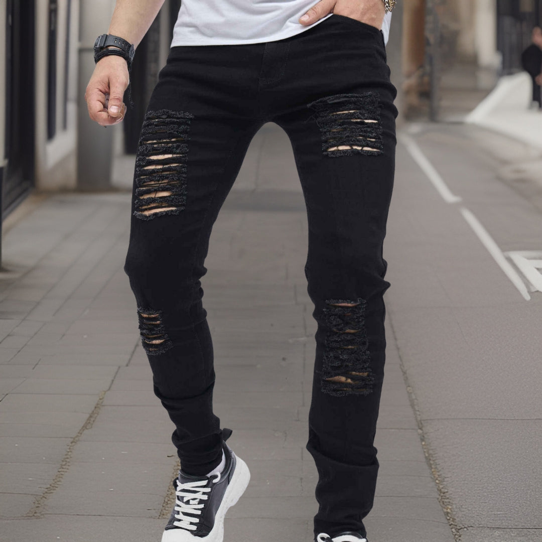 Albert Jeans-bukser i rippet denim av høy kvalitet
