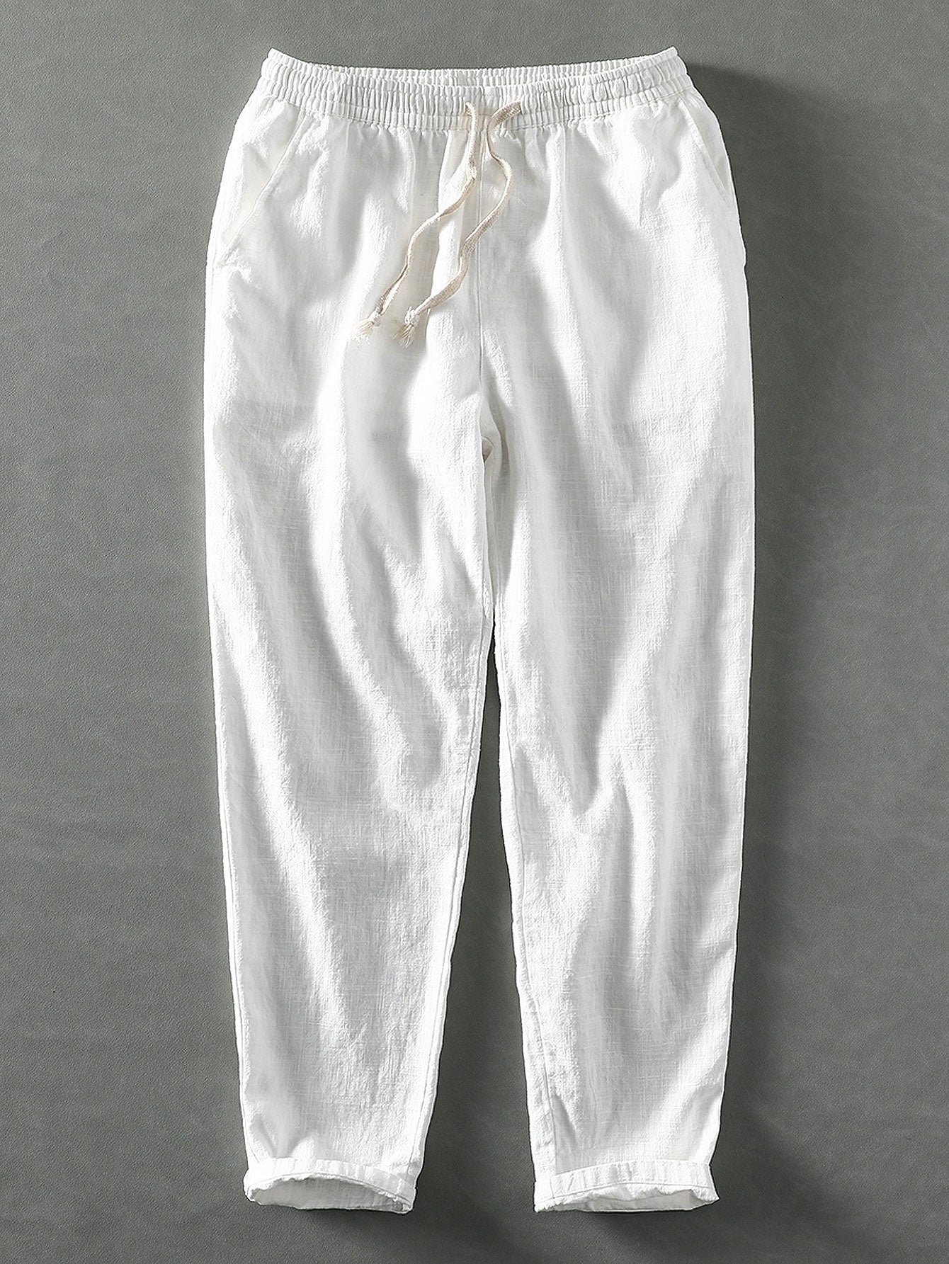 Linen Cotton Blend Cropped Pants