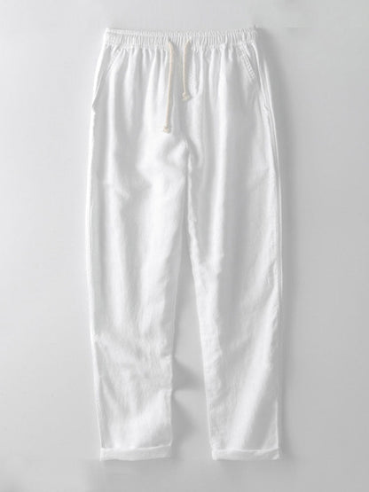 Long Sleeved Linen Look Stand Collar Shirt &amp; Straight Leg Linen Pants