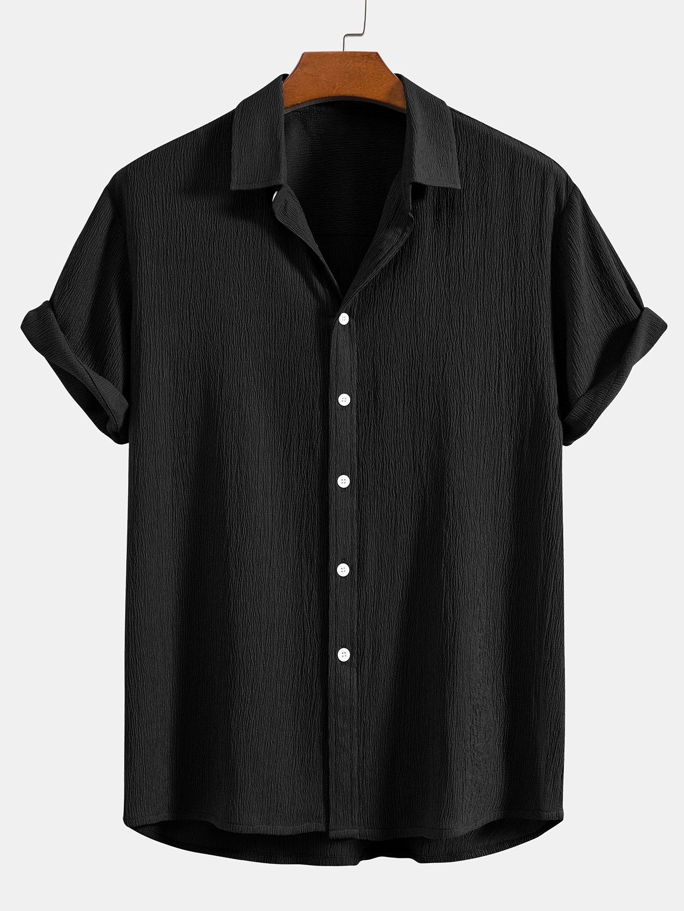 Wrinkled Textured Button Up Shirt