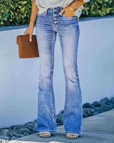 Ledende jeans med høy midje