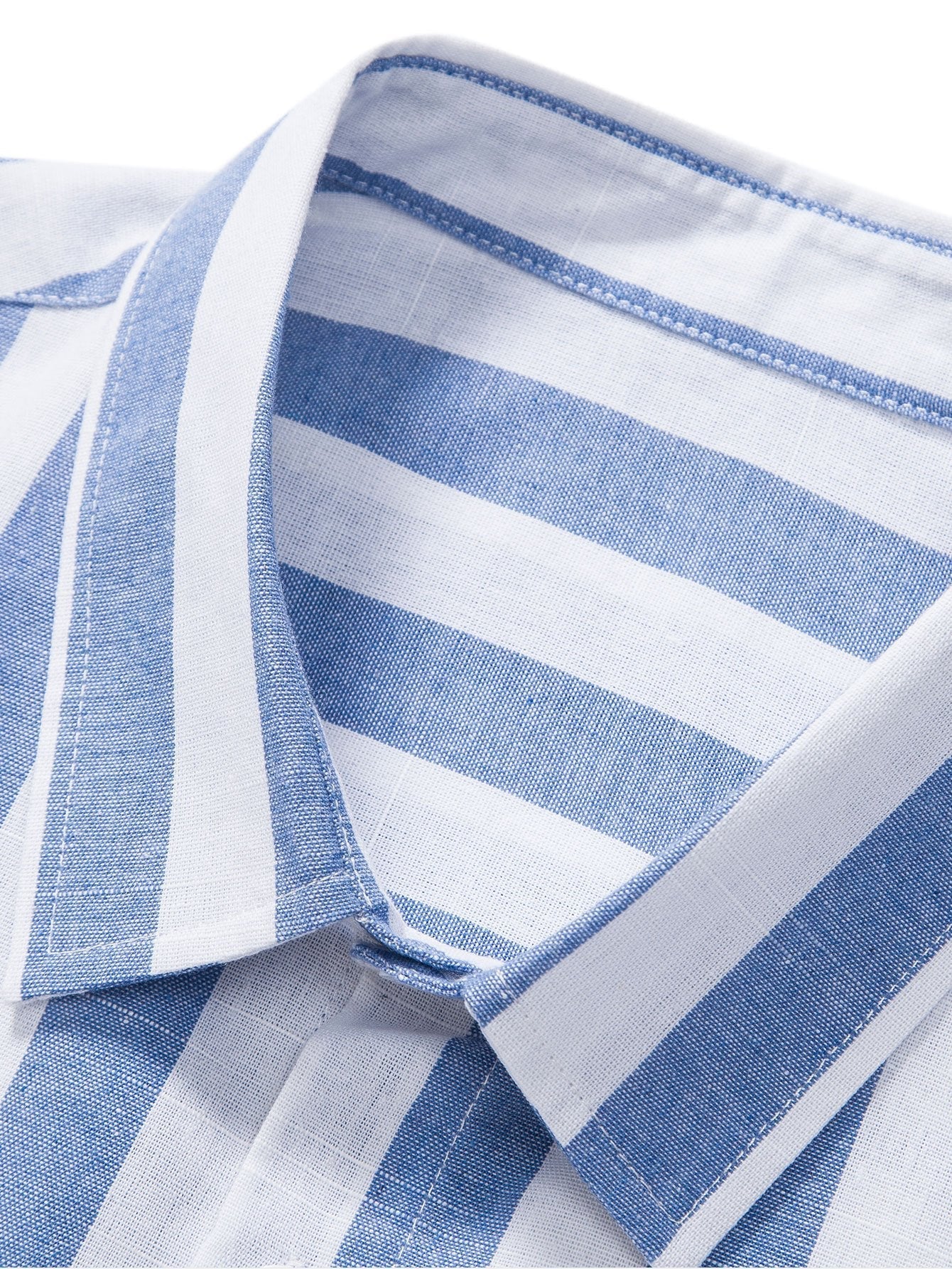 Striped Cotton Blend Button Up Shirt